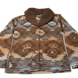 Tasha Polizzi‎ Cabelas Womens Medium Brown Aztec Western Button Jacket Vintage